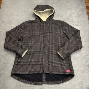 Stormy Kromer Swallowtail Sherpa Lined Hooded Jacket Metro Plaid Brown